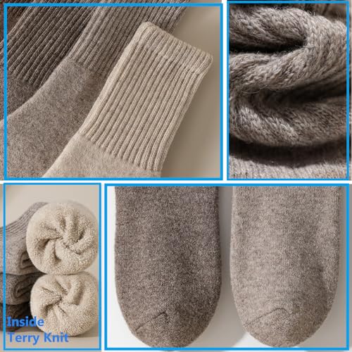 Image of MAGIARTE Women and Mens Merino Wool Socks Christmas Gift Pack Winter Heavy Thick Cushioned Warm Cozy Crew Socks 2 Pack