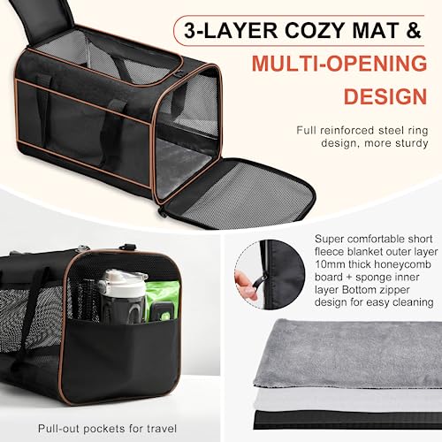 Cinnani hundetasche, Hunde transporttasche Umhängetasche, ideal für Reisen, robust, langlebig, aus hochwertigen Materialien,Schwarz