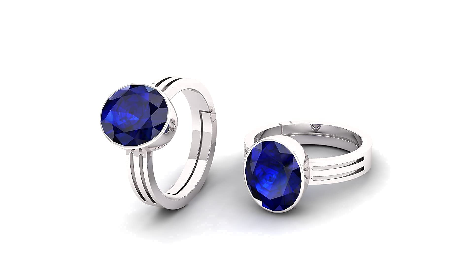 JAGDAMBA GEMS Anello con zaffiro blu naturale Neelam da 6,00 Ratti non riscaldato certificato di qualità A+ per donne e uomini, con zaffiro blu naturale Neelam, anello con zaffiro blu naturale, Anello