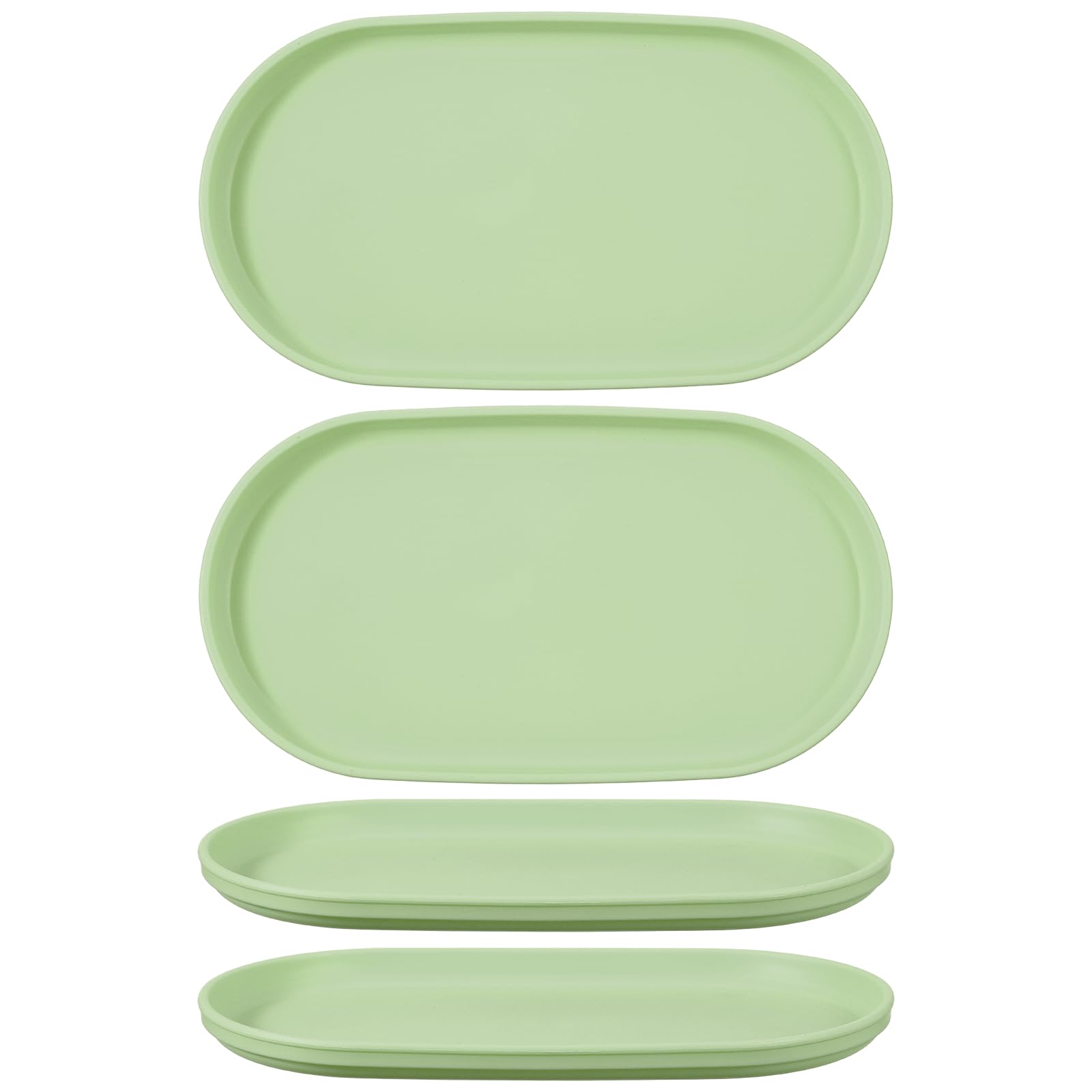sourcing map 4Pcs Fast Food Serving Trays, 23.8x13cm Oval Reusable Restaurant Serving Trays for Kitchen Restaurant Coffee Fruit Burger Lunch Dessert, Creamy Green