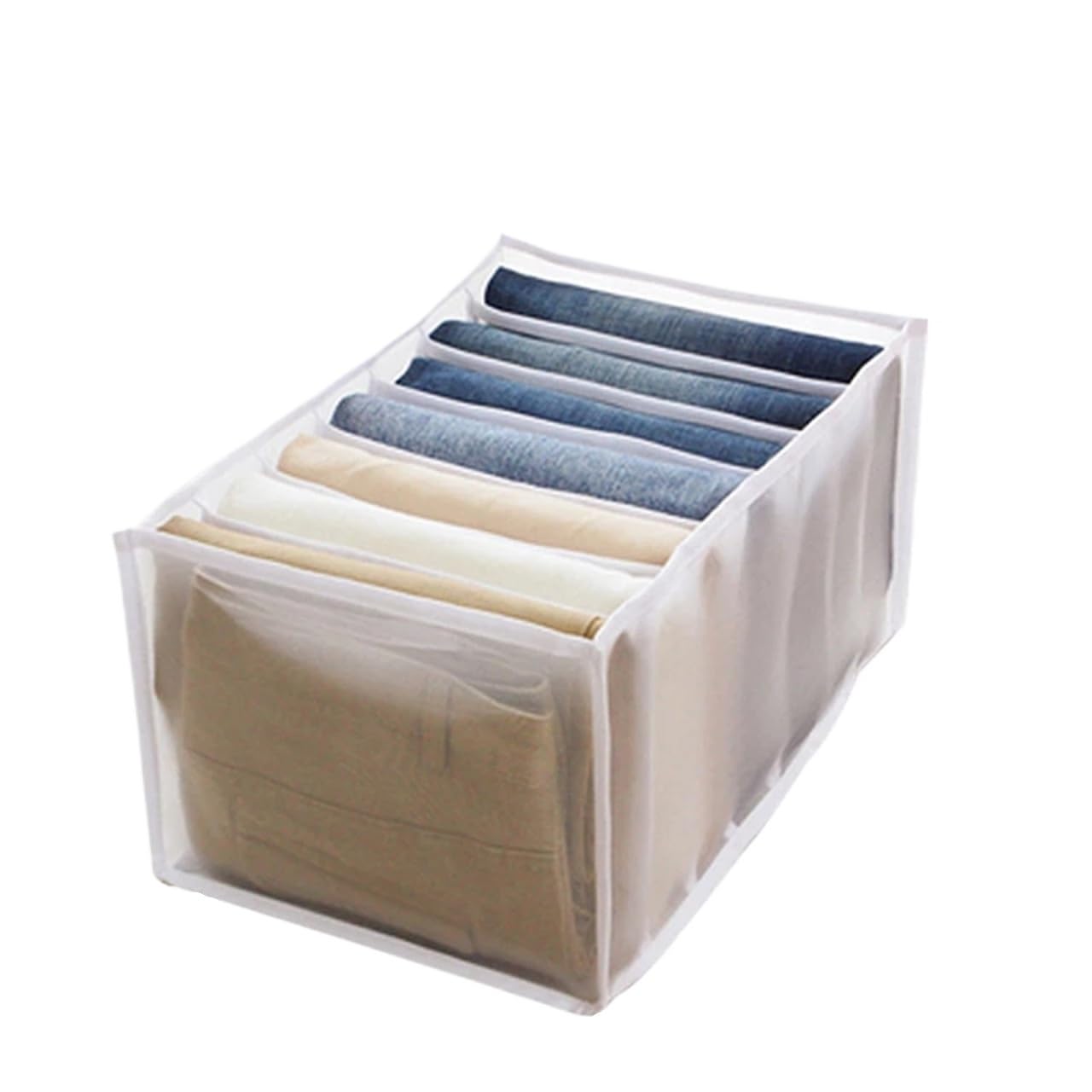 BAYNOPURIN Sock Storage Box Fabric Underwear Bra Storage Box Sorting Panty Socks Compartment Drawer Organizer Home(7 grids white)