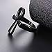 U7 Cool Signet Ring Ion Plating Black Metal Stainless Steel Polished Ankh Cross Ring for Men Women, Size 10