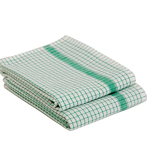 Gaufrex - Torchon Coton 50/80 Raye Vert Lot De 2