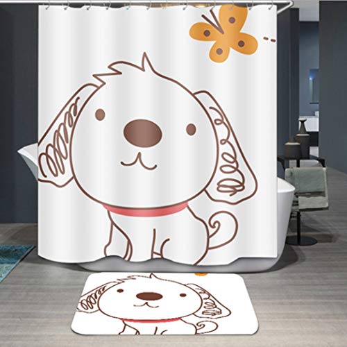 HSENA Cortina de Ducha Lindo Perro Cortinas de baño Repelente al Agua