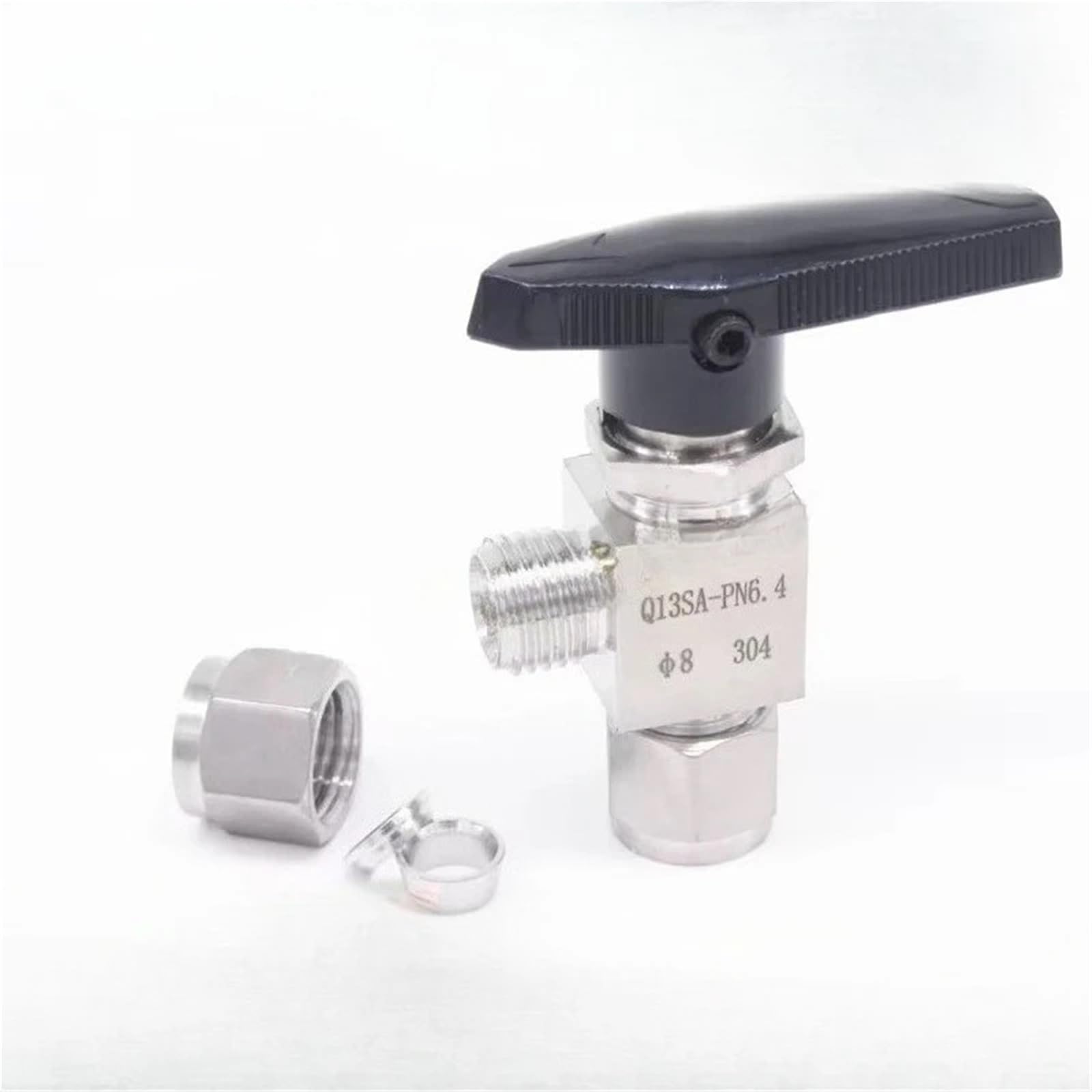 Robinet à boisseau sphérique 8x6mm coude inox 304 pour tube pneumatique