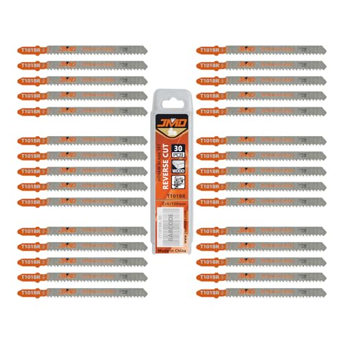 JMD 30 x T101BR - Lama per seghetto alternativo per legno, taglio indietro, 100 mm, 10 TPI, per accessori in legno
