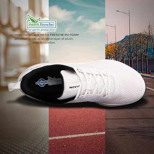 Image of Nivia Hawks 2.0 Running Shoes for Men, Lightweight Breathable Mesh Upper, Duofoam Cushioning, Flexible Rubber Outsole for Comfort & Grip, Ideal for Running, Training & Gym