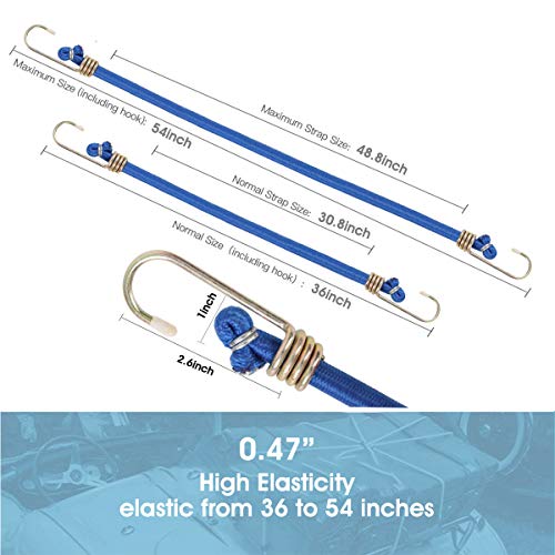 Xstrap Standard 36-Inch X 12Mm Bungee Cord Set, 6 Pack Heavy Duty Bungee Ropes Straps For Outdoor, Luggage Rack, Camping, Tents, Cargo, Blue #TOP2