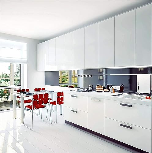 Image of WISDOM White Wallpaper Stickers Contact Paper Decorative for Cabinets Countertops Kitchen Shelves Glossy Self Adhesive Film Peel and Stick Waterproof Removable Wallpaper (2Feet x 40Feet)