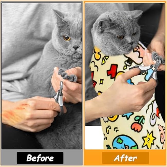 BABORUI Cat Grooming Wrap for Cutting Nails - Self-Adhesive Cat Swaddle Wrap with Nail Clipper, Anti-Scratch Cat Burrito Wrap for Nail Trimming, Cat Grooming Supplies-E7stOCBI