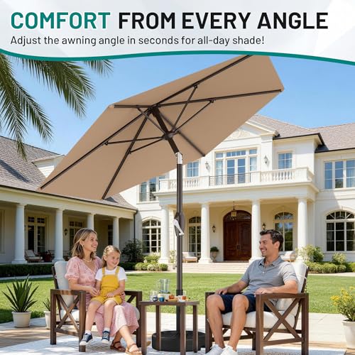AreShark 7.5FT Patio Umbrella Table Market Umbrella w/Tilt and Crank, Heavy-Duty Outdoor Umbrellas for Pool, Deck, Garden and Backyard, Beige image 5