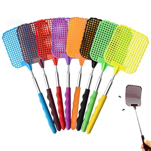 8 matamoscas extensible, matamoscas telescópico, estable, para repeler moscas, avispas, mosquitos y otros insectos