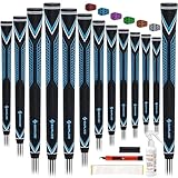 SAPLIZE High-performance Rubber Golf Grips 13 Pack, High Shock Absorption, Non-slip, 13 Grips with Full Regripping Kit, Mid Sizes, CC10 Series, Blue