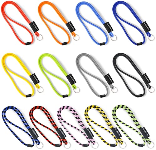 webbomb® Tubular Lanyard zweifarbiges Schlüsselband - rund weich und lang mit Sicherheitsverschluss und Schlüsselring als Schlüsselanhänger Key Chain für Ausweis Handy Schlüssel (neongrün/schwarz)