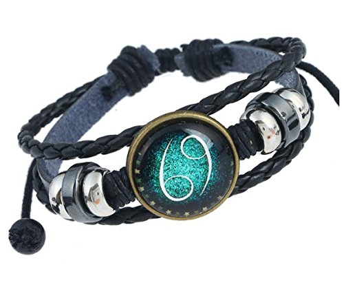 MeiPing Astrological Design 12 Pulsera unisex de piel de constelación, One...