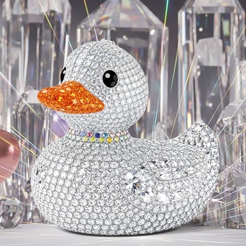 Image of Geelin 4 ft Rhinestone Duck Cardboard Cutout Standup Bling Theme Party Decoration Life Size Giant Rubber Duck Backdrop Photo Prop for Shiny Birthday Baby Shower Wedding Party Decoration Supplies