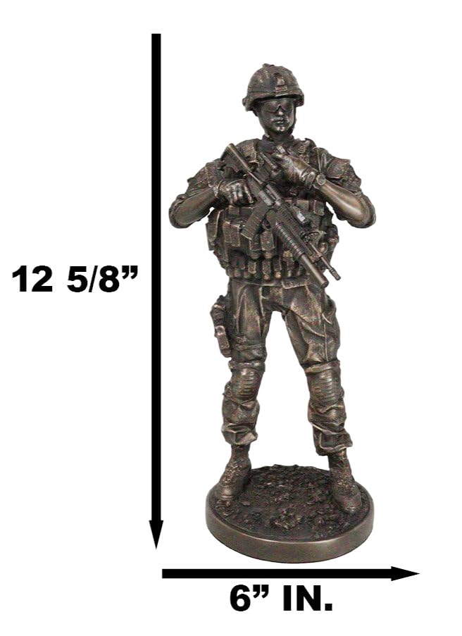 Estatua Militar Moderno Soldado Infantería con Rifle y Radio 13" miniatura 6