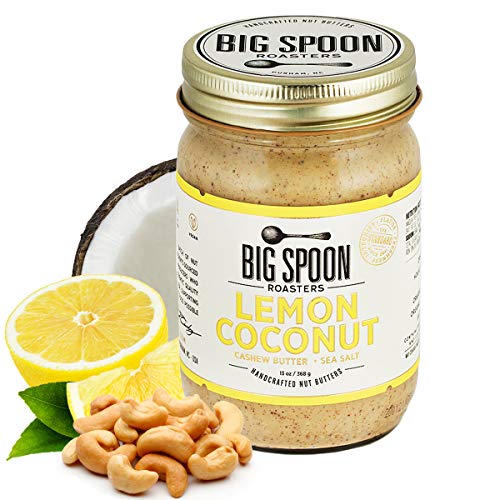 Big Spoon Roasters Lemon Cashew Butter with Sea Salt - Keto Friendly - Low Sugar - Natural Ingredients - Vegan Gourmet Nut Butter Spread - 13 Ounces