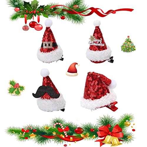 Haarspange Weihnachtsmütze 23 Haarspange für Weihnachten,4 Stück Neuheit Weihnachtsmütze Motiv...