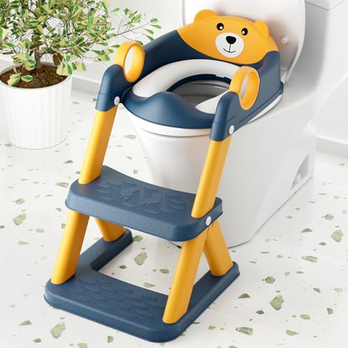 COOSEYA Toilet Seat, Potty Training Seat for Toddler, Upgraded 2-in-1 Potty Toilet Training for Boys and Girls,Waterproof Cushioned Mat with Non-slip Step Stool