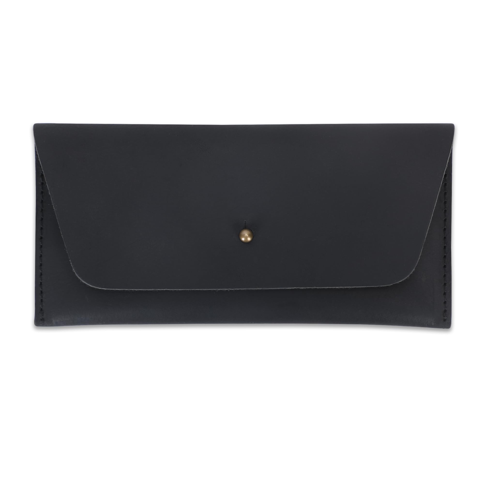 Leather Currency Pouch Large Flap Continental Wallet, Utility Organizer Bag for Cash Coins Travel Leather Money Pouch Currency Envelope Storage Bag and Cash Organizer for Men Women (Black)