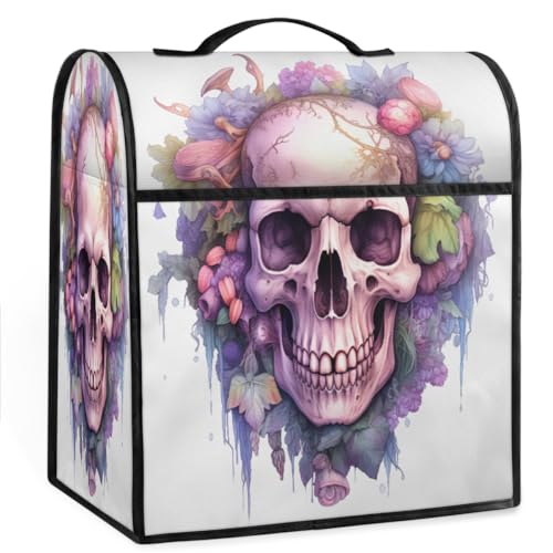 Coffee Maker Cover Skull Watercolor Kitchen Appliance Covers Small Appliance Covers Blender Cover Juicer Cover Dust Covers for Kitchen Appliances with Top Handle and Pockets,Washable,C720