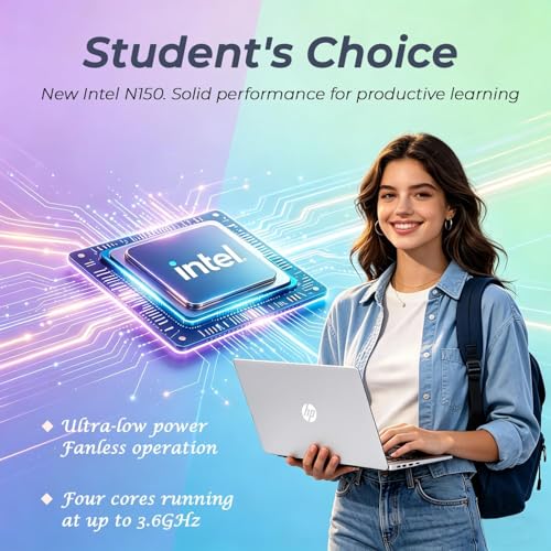 Image of HP Essential Laptop Computer, 2026 Edition, 4GB RAM, 128GB SSD, Intel N150 CPU, Long Battery Life, High Performance, Windows11 with Microsoft 365