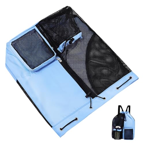 GALPADA Nylon Polyester Mesh Swimming Bag Drawstring Backpack for Women Men Large Capacity Travel Bag