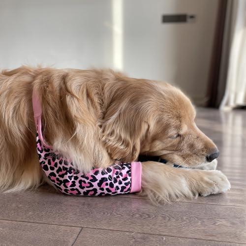 Image of HDKUW Dog Elbow Protector, Dog Front Leg Recovery Sleeve for Prevent Licking Wound, Elbow Sleeves with Mesh Pad for Medium Large Dogs