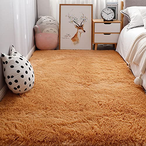 Tapis antidérapant doux marron clair pour salon chaleureux