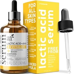 artnaturals Lactic Acid plus AHA Face Serum for Brightening Boost with Renewing Formula – Scars, Acne, Wrinkles – Exfoliates and Moisturizes the Skin – 1 oz.
