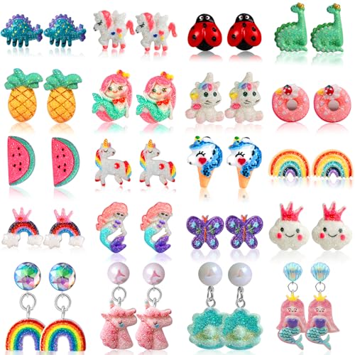 20 Pairs Kids Clip On Earrings for Girls Clip Earrings Party Favor Gift for Girls
