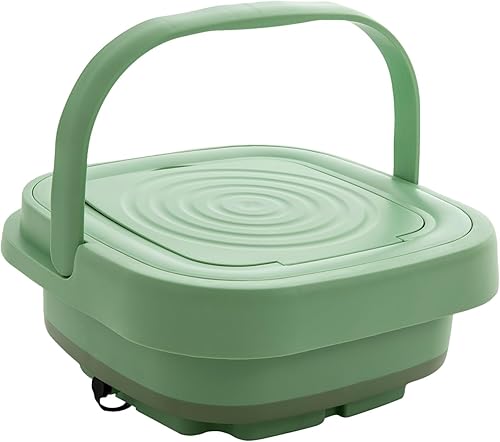 Miniatura 6 de Mini lavadora portátil de 8 litros con cesta de drenaje, lavadora eléctrica plegable para apartamentos, camping, caravana, viajes (verde)