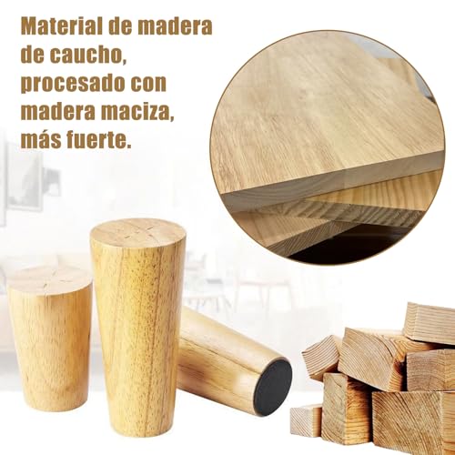Patas de madera maciza para muebles que elevan y estabilizan sus sofás y armarios con facilidad 7