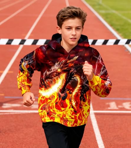 Image of Belovecol Boys Hoodies 3D Printed Hooded Sweatshirts with Pocket for 6-16Y | Pullover Hooded Style Pattern All-over Printed Long Sleeve Non-Fleece Soft Lightweight Tops for Kids