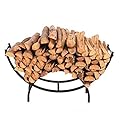 PHI VILLA 40 Inch Heavy Duty Large Curved Indoor/Outdoor Firewood Racks Log Hoop, Oval Base for Kindling Wood Storage Wood Stove Accessories, Black
