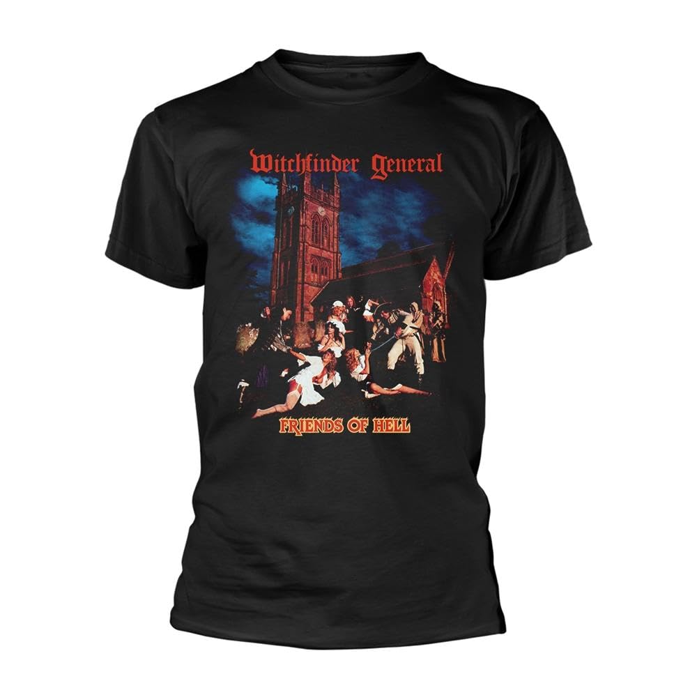 Witchfinder General Friends of Hell Black Short-Sleeved Crew Neck Cotton T-Shirt L