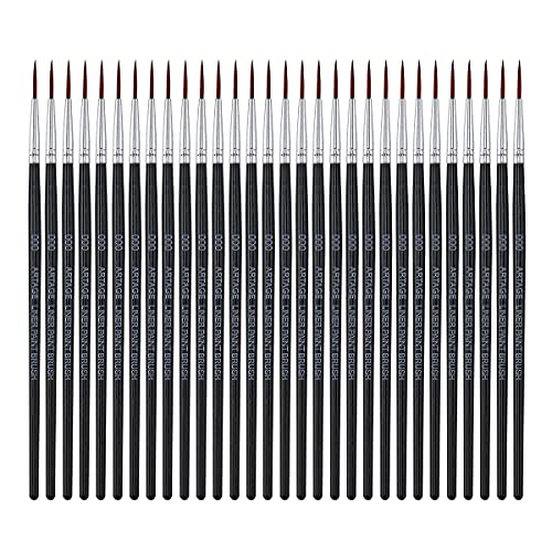 Artage 30Pcs Detail Paint Brushes Pack Size 000 For Detail Model Miniature Acrylic Watercolor Gouache Oil Painting #TOP4