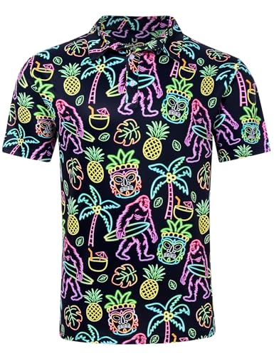 uideazone Polo Shirts for Mens Dry Fit Neon Golf Shirt Short Sleeve Performance Moisture Wicking Polo Tops