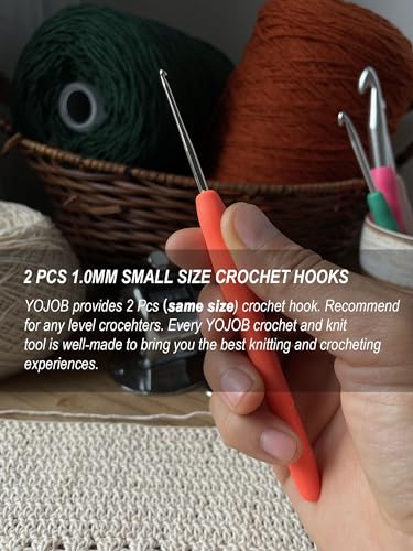 Image of 2Pcs 1.0mm Small Crochet Hooks, Ergonomic Small Lace Crochet Hook for Beginners, Crochet Needles for Crocheting, Smooth and Comfortable for Arthritis (1.0mm)
