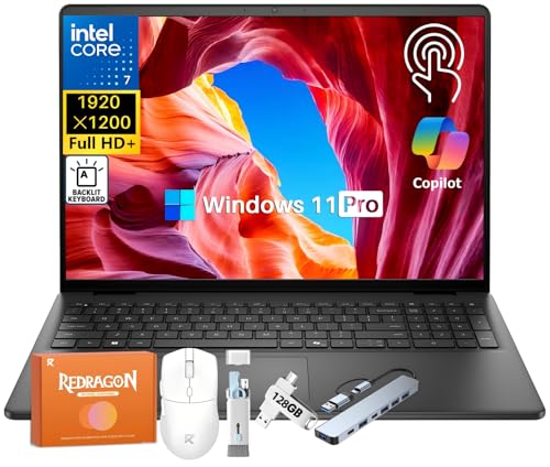 Dell 16 Touchscreen Laptop Computer DC16250, Intel 10-Core 7 150U (up to 5.4 GHz), 32 GB DDR5 RAM, 1 TB SSD, 16 inch 16:10 FHD+ Touch 300-nits Display, Backlit KB, Wi-Fi 6, Copilot AI, Windows 11 Pro
