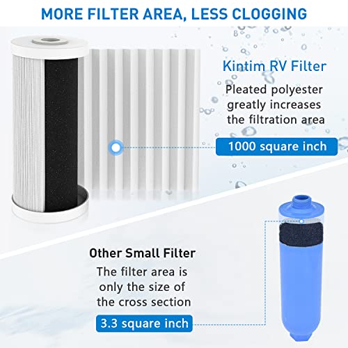 Kintim Rv Water Filter System, Clog-Resistant Inline Water Filter With Brass Threads, 3-Stage Filtration In One Nsf-Certified 4.5X10 Inches Acf Cartridge, Max 90 Psi Pressure Resistance #TOP4