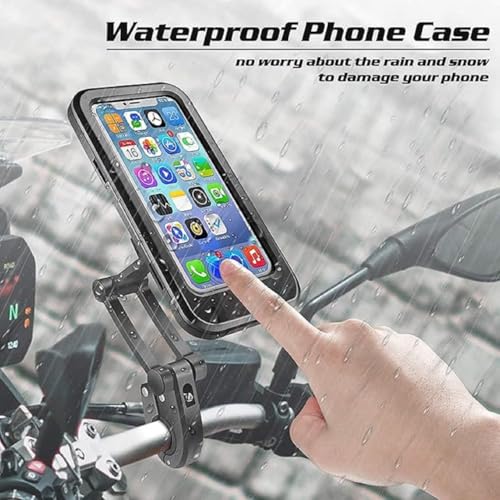Image of Mobile Stand,Waterproof Cell Phone Mount Holder,Universal Bike-Cycle /Scooty Handlebar Sensitive Touch Screen,Fit 4-7.2 inch All Smartphones Adjustable 360 Rotation Phone Case with TPU