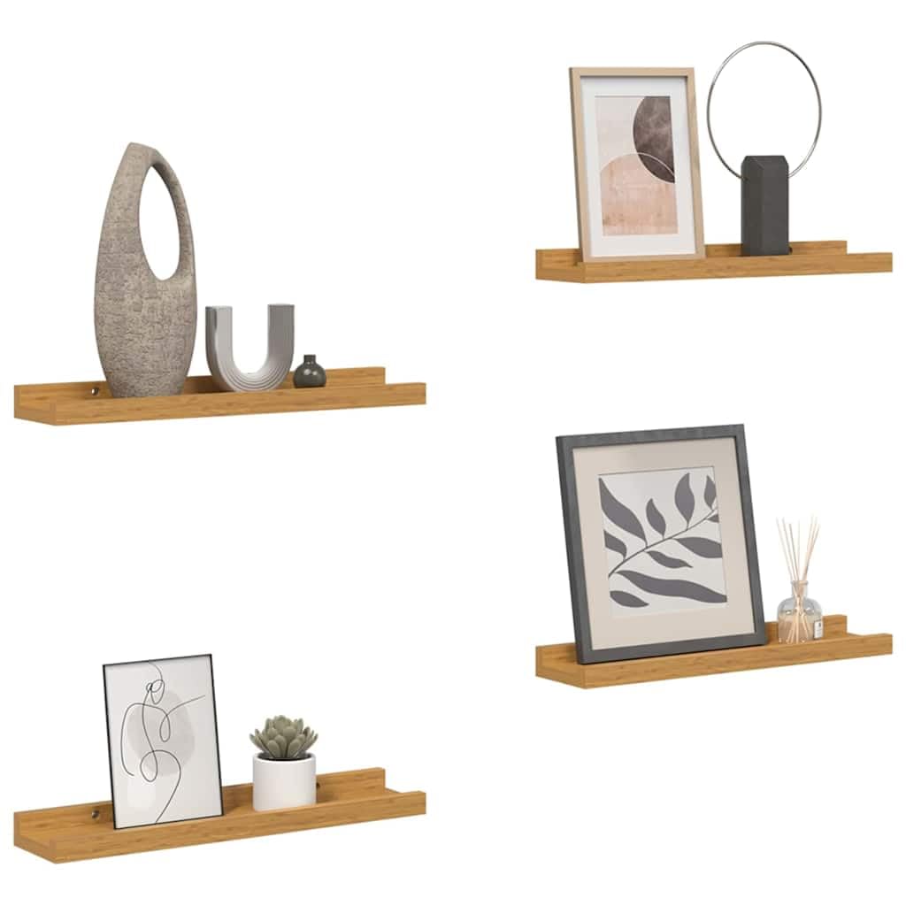Regał ścienny z regałem, zestaw 4 sztuk, beżowy, 60 x 9 x 3 cm, materiał drewnopochodny, pływające regały ścienne, uniwersalne półki do salonu, sypialni, biura, trwałe