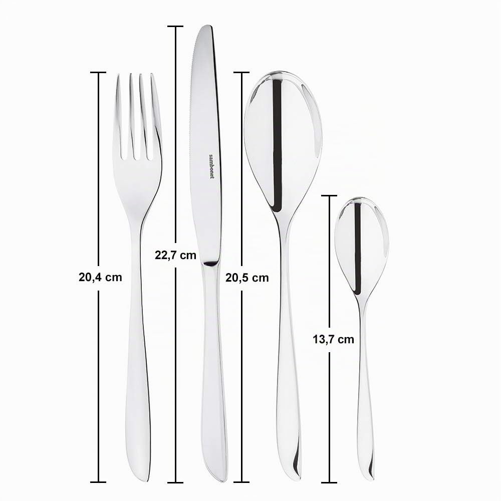 Sambonet 52163-81 Leaf - Set di Posate da Tavola monoblocco in acciaio inox 18/10, per 6 persone, 24 pezzi: 6 forchette, 6 cucchiai, 6 coltelli, 6 cucchiaini da tè