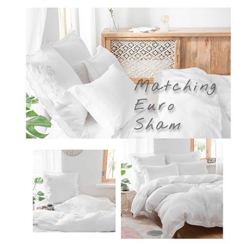 image for Simple&Opulence 100% Pure Linen Duvet Cover with Embroidered,Full Size