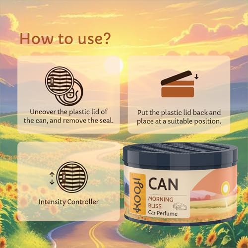 Image of Kooji Can Car Perfume + 5ml Car Hanging Perfume Pendant (Free) - Morning Bliss Scent-Long-Lasting, Alcohol-Free, Oud & Saffron Oriental Fragrance-For Car, Home, or Office Use-Lasts Up to 60 Days