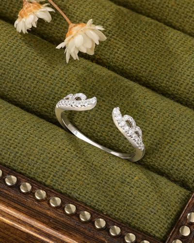 925 Sterling Silver Eternity Ring Vintage Open Curved Wedding Bands for Women Cubic Zirconia Ring Enhancers Size 5-102