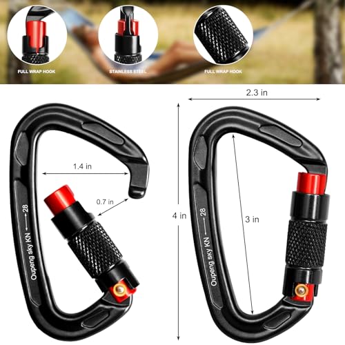 Image of Oupeng sky Auto Locking Carabiner Clips - 28KN (6172lbs) Heavy Duty Caribeaners, Large Carabiner Clip for Keychains,Hammock,Camping, Gym, Hiking, Outdoor ,Dog Leash
