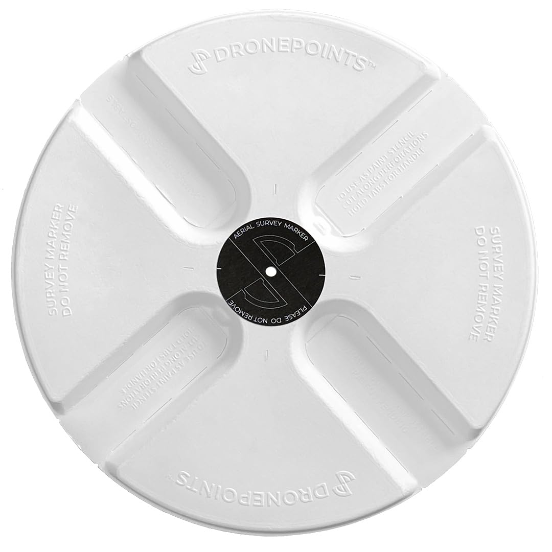 Drone Ground Control Point GCP (20 Pack)- Matte White with Black Center- Multipurpose Paint Stencil on Concrete & Asphalt- Includes Convenient Carrying Case - Disposable Sugarcane Targets